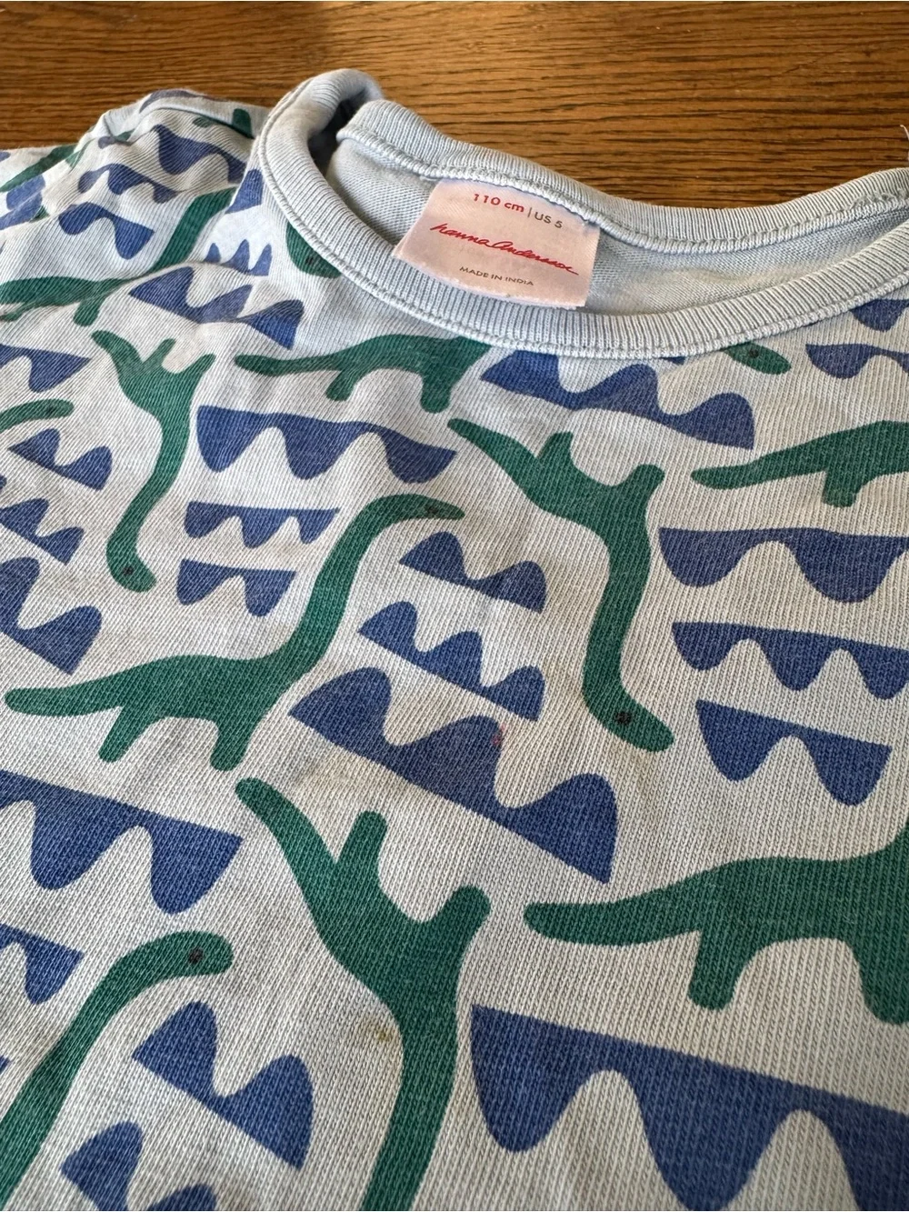 Hanna Andersson Green & Blue Dino playground Long-Sleeve Dress